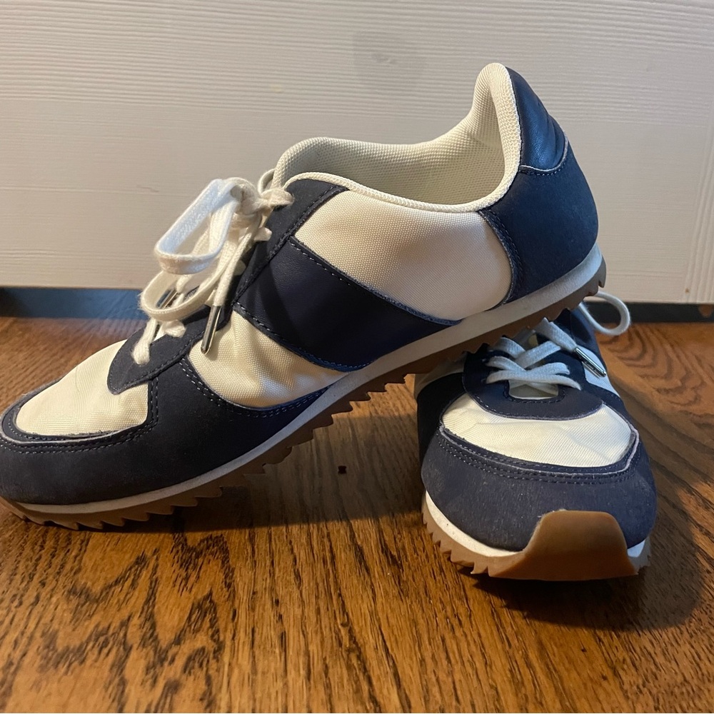 J Crew Navy and White Casual Sneakers